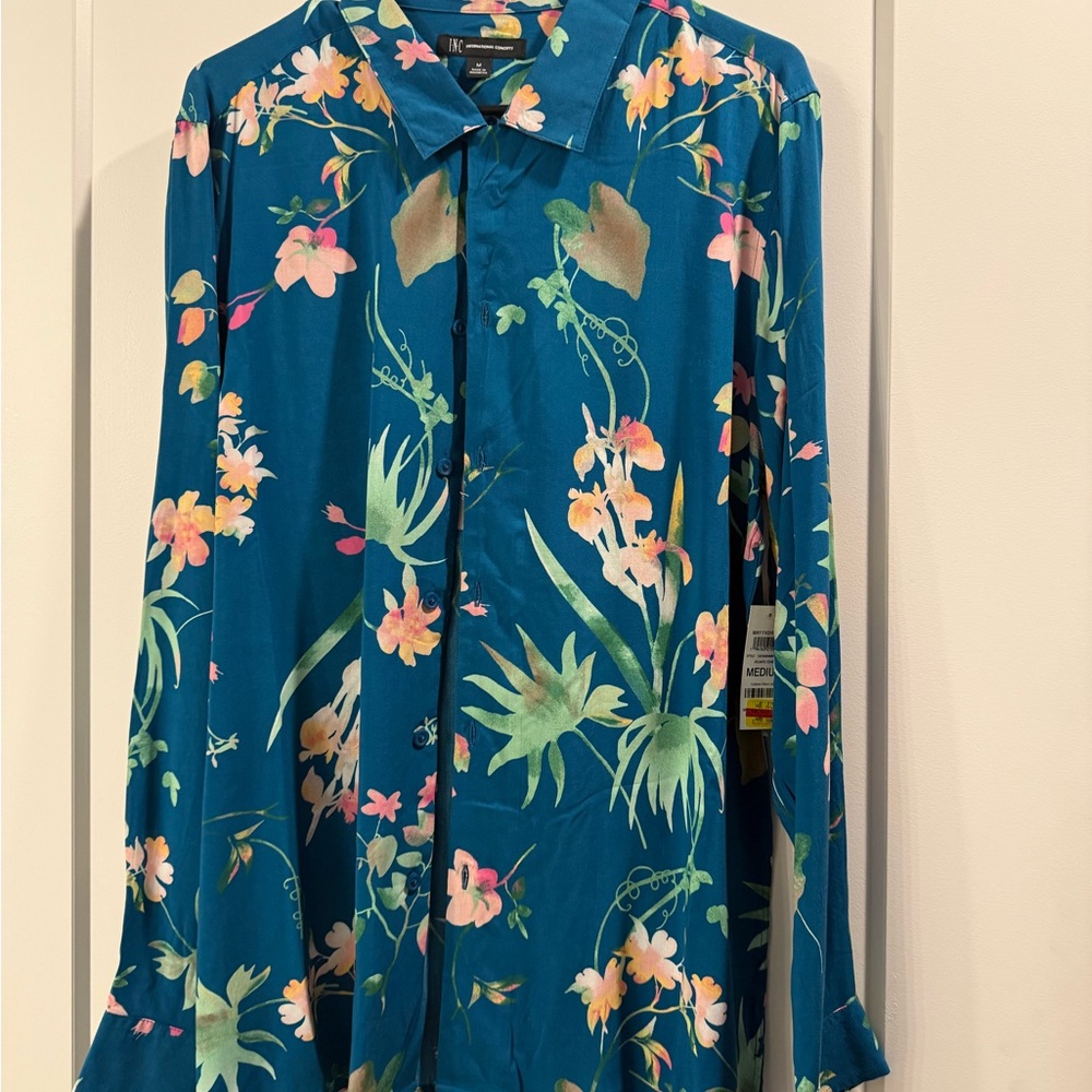 Floral Teal Men’s Dress shirt